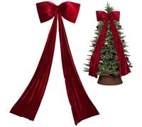 Velvet Bows for Christmas Tree, Christmas Tree Topper Bow, 71x28" Extra Large Red Velvet Bows for Home Toppers Wall Room Party Holiday Decor Supplies
