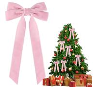 Velvet Bows for Christmas Tree - Double-Layered Christmas Decor | Red Hair Bows Party Decor - for New Year Wedding Holiday Dating Bedroom Door Window Staircase Mantel Porch Living Room