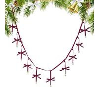 Velvet Bows for Christmas Tree,Home Decor with Jingle Bells - Burgundy Long Christmas Tree Ribbon Bows | for Shelf Wreath Fireplace Staircase Window Wall Door Living Room Mantel Entryway Porch
