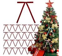 Velvet Bows for Christmas Tree, Red Bow Ornaments for Christmas Tree Decorations Garland with Twist Ties, Velvet Christmas Tree Bows for Wreaths Outdoor (Wine red, 24 Pcs)