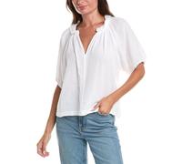 VELVET BY GRAHAM & SPENCER Women's Ilene Cotton Slub Mix Top Shirt, White, L