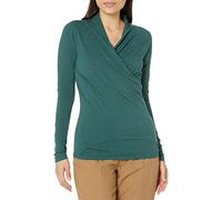 Velvet by Graham & Spencer Women's Meri Gauzy Whisper Classic Wrap Front Top, Pine, XS