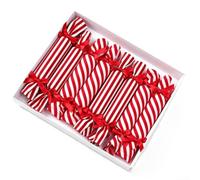 Velvet Candy Ornaments 8PCS Red Green Stripes Christmas Tree Decor Set | Fabric candy-shaped design pre-assembled easy setup 21x3x21cm box suitable for tree or table holiday use