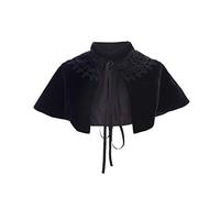 Velvet Cape Short Lace Shawl Lolita Cloak for Women, Black, One Size