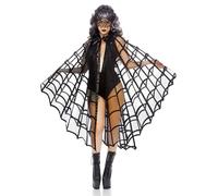 Velvet Cape with Spider Web Print for Women Leg Avenue Noir TU