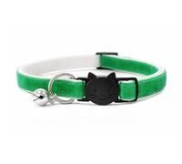 Velvet Cat Collars with Bell | Quick Safety Release Breakaway Buckle | Handmade in the UK | Available in Cat & Kitten Size | Green Velvet
