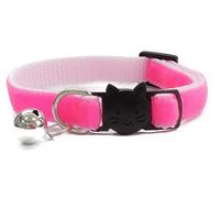 Velvet Cat Collars with Bell | Quick Safety Release Breakaway Buckle | Handmade in the UK | Available in Cat & Kitten Size | Neon Pink Velvet