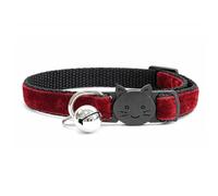 Velvet Cat Collars with Bell | Quick Safety Release Breakaway Buckle | Handmade in the UK | Available in Cat & Kitten Size | Maroon Red Velvet