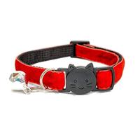 Velvet Cat Collars with Bell | Quick Safety Release Breakaway Buckle | Handmade in the UK | Available in Cat & Kitten Size | Rusty Red Velvet