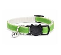 Velvet Cat Collars with Bell | Quick Safety Release Breakaway Buckle | Handmade in the UK | Available in Cat & Kitten Size | Apple Green