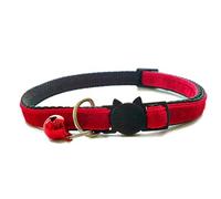 Velvet Cat Collars with Bell | Quick Safety Release Breakaway Buckle | Handmade in the UK | Available in Cat & Kitten Size | Red Velvet