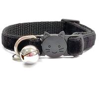 Velvet Cat Collars with Bell | Quick Safety Release Breakaway Buckle | Handmade in the UK | Available in Cat & Kitten Size | Black Velvet