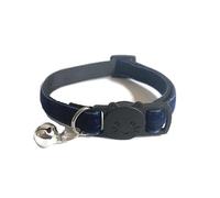 Velvet Cat Collars with Bell | Quick Safety Release Breakaway Buckle | Handmade in the UK | Available in Cat & Kitten Size | Navy Blue Velvet