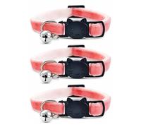 Velvet Cat Collars with Bell. Safe Breakaway Quick Release Buckle. Available in Cat & Kitten Size (Pack of 3) (Cat Collar (20cm - 30cm), Salmon Red Velvet (Pack of 3))