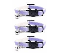 Velvet Cat Collars with Bell. Safe Breakaway Quick Release Buckle. Available in Cat & Kitten Size (Pack of 3) (Cat Collar (20cm - 30cm), Lilac Velvet (Pack of 3))