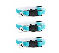 Velvet Cat Collars with Bell. Safe Breakaway Quick Release Buckle. Available in Cat & Kitten Size (Pack of 3) (Cat Collar (20cm - 30cm), Turquoise Velvet (Pack of 3))
