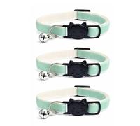 Velvet Cat Collars with Bell. Safe Breakaway Quick Release Buckle. Available in Cat & Kitten Size (Pack of 3) (Cat Collar (20cm - 30cm), Mint Green Velvet (Pack of 3))
