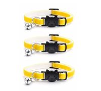 Velvet Cat Collars with Bell. Safe Breakaway Quick Release Buckle. Available in Cat & Kitten Size (Pack of 3) (Cat Collar (20cm - 30cm), Lemon Yellow Velvet (Pack of 3))