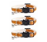 Velvet Cat Collars with Bell. Safe Breakaway Quick Release Buckle. Available in Cat & Kitten Size (Pack of 3) (Cat Collar (20cm - 30cm), Coffee Velvet (Pack of 3))