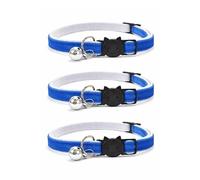 Velvet Cat Collars with Bell. Safe Breakaway Quick Release Buckle. Available in Cat & Kitten Size (Pack of 3) (Cat Collar (20cm - 30cm), Blue Velvet (Pack of 3))