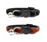 Velvet Cat Collars with Bell. Safe Quick Release Breakaway Buckle | Zacal Cat Collars (Black & Brown, Pack of 2)