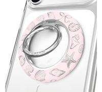 VELVET CAVIAR Compatible with MagSafe Phone Grip 2.0 | Cute Magnetic Ring Holder | Finger Loop Kickstand | Pop On Accessory for iPhone 17, 16, 15, 14, 13, 12 | Pink Coastal Seashells