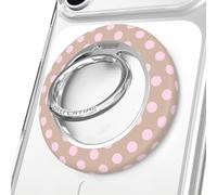 VELVET CAVIAR Compatible with MagSafe Phone Grip 2.0 | Cute Magnetic Ring Holder | Finger Loop Kickstand | Pop On Accessory for iPhone 17, 16, 15, 14, 13, 12 | Brown Sugar Polka Dot