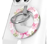 Velvet Caviar Compatible with MagSafe Phone Grip - Magnetic Ring Holder with Adjustable Stand - Removable MagSafe Accessories for iPhone 12, 13, 14, 15 (Posie Pink Bow)