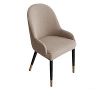 Velvet Chair Cover with Semicircular Shape for Curved Dining Chairs, High Elasticity Fabric with Wrinkle and Pilling Resistance, Machine Washable (Khaki)