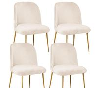 Velvet Chair Covers for Dining Chairs Set of 1/2/4/6, Curved Dining Room Chair Cover, Semi Circle Back Chair Protector Seat Covers Slipcovers-Beige||4PCS