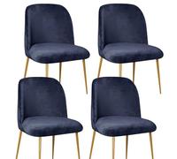 Velvet Chair Covers for Dining Chairs Set of 1/2/4/6, Curved Dining Room Chair Cover, Semi Circle Back Chair Protector Seat Covers Slipcovers-Navy||4PCS