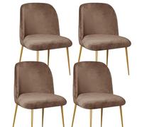 Velvet Chair Covers for Dining Chairs Set of 1/2/4/6, Curved Dining Room Chair Cover, Semi Circle Back Chair Protector Seat Covers Slipcovers-Coffee||4PCS