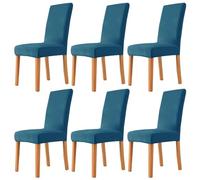 Velvet Chair Covers for Dining RoomStretch WrinkleResistant Elastic Base Perfect for Home Weddings and EventsPeacock Blue Set of 6