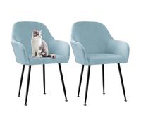 Velvet Chair Covers with Curved Backrest, Stretch Armrests, Dining Room Slipcovers, Set of 2, for Swivel Chairs, Living Room Decor (Blue)