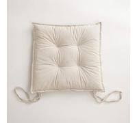 Velvet Chair Pads with Ties Soft Non Slip Cushions for Dining & Office Chairs Comfort Tufted Square Seat Cushions 4 Pack Beige (18x18 inch)