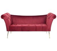 Beliani Velvet Chaise Lounge Dark Red Nantilly, Red