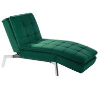 Beliani Velvet Chaise Lounge Emerald Green Loiret, Green