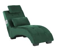Velvet Chaise Lounge with Bluetooth Speaker USB Port Green SIMORRE