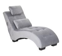 Velvet Chaise Lounge with Bluetooth Speaker USB Port Grey SIMORRE