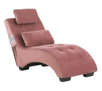 Velvet Chaise Lounge with Bluetooth Speaker USB Port Pink SIMORRE