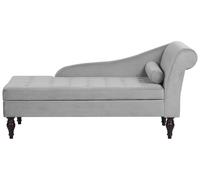 Velvet Chaise Lounge with Storage Light Grey PESSAC II