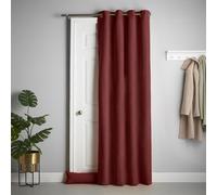 Velvet Chenille Thermal Fleece Lined Single Eyelet Door Curtain Luxury Living Red 137cm width x 213cm drop