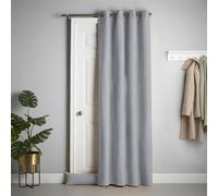Velvet Chenille Thermal Fleece Lined Single Eyelet Door Curtain Luxury Living Silver 137cm width x 213cm drop