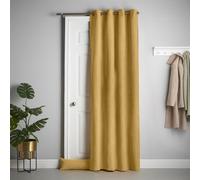 Velvet Chenille Thermal Fleece Lined Single Eyelet Door Curtain Luxury Living Yellow 137cm width x 213cm drop