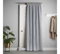 Velvet Chenille Thermal Fleece Lined Single Pencil Pleat Door Curtain Luxury Living Silver 137cm width x 213cm drop