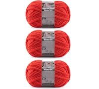 Velvet Chenille Yarn for Crocheting - 3 Skein of 200g/7oz - 7 Jumbo - Polyester - Ultra Soft Baby Blanket Plush Yarn for Knitting Amigurumi Crochet Thick Blankets（76.6 Yards 3-Skein (3, Red)