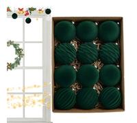 Velvet Christmas Balls, 12pcs Flocked Christmas Balls, Flocked Christmas Tree Ball Ornaments, Christmas Decorative Hanging Ornaments for Engagements, Anniversaries, Christmas Parties, Weddings