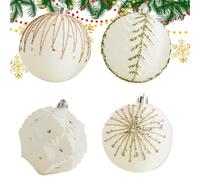 Velvet Christmas Balls - 4Pcs Burgundy Flocked Ornaments | Decorative Hanging Baubles, 8cm Shatterproof Glitter Christmas Pendant | Holiday Favors, Luxury Home Decorations