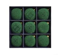 Velvet Christmas balls 9 pack featuring 10cm hanging ornaments, perfect for creating a cohesive For Festive look on trees, and holiday settings (Green)