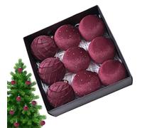 Velvet Christmas Balls - Decorative Hanging Ornaments for Holiday Tree Decor | Soft Fabric with Satin Strings 9 Pieces Set Adding Festive Touch to Dorms Apartments Parties Holiday Gatherings H